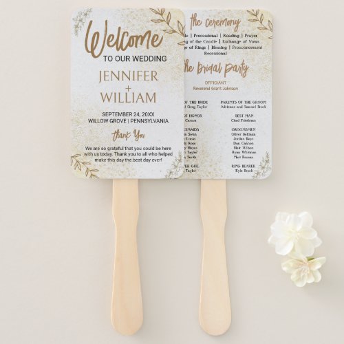 Gold And Cream Elegant and Delicate Program Hand Fan