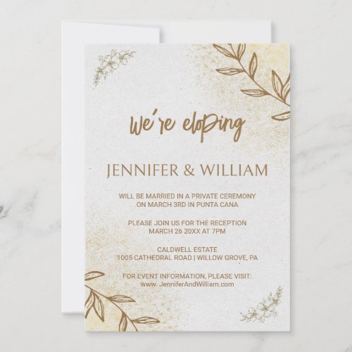 Gold And Cream Elegant and Delicate Reception Invitation