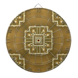 Gold and Cream Geometric Pattern Dart Board