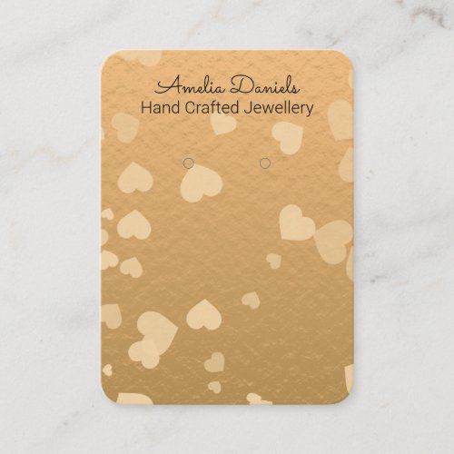 Gold and Cream Heart Earring Display Business Card