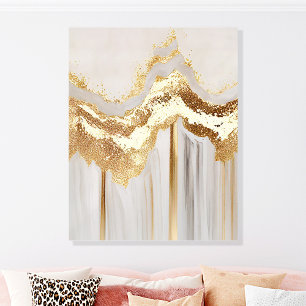 Gold and Cream Luxury Abstract Wall Art Acrylic Photo Tile