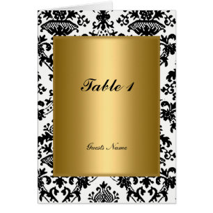 Gold and Damask Table Placement and Menu Card