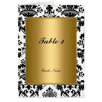 Gold And Damask Table Placement  And Menu Card by invitesnow at Zazzle