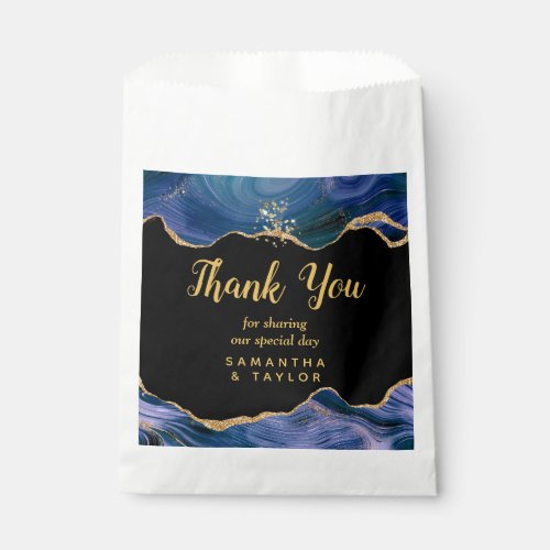 Gold and Dark Blue Agate Wedding Thank You Favor Bag