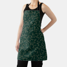 Gold and Dark Emerald Green Botanical Vine Pattern