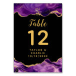Gold and Dark Purple Agate Wedding Table Number