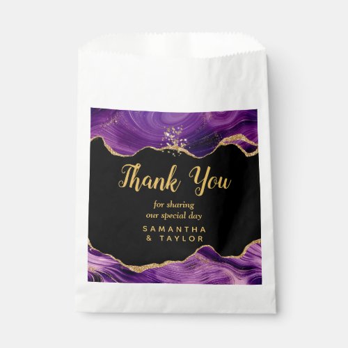 Gold and Dark Purple Agate Wedding Thank You Favor Bag