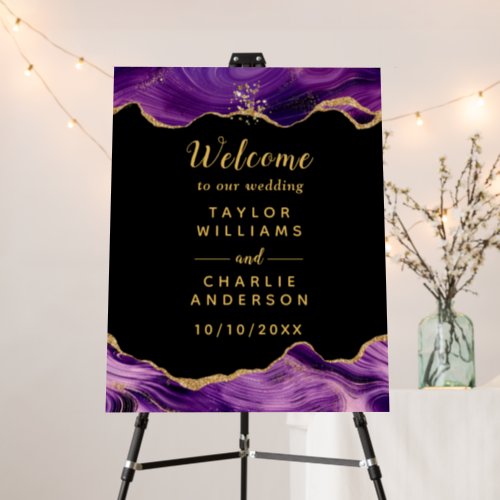 Gold and Dark Purple Agate Welcome Foam Board