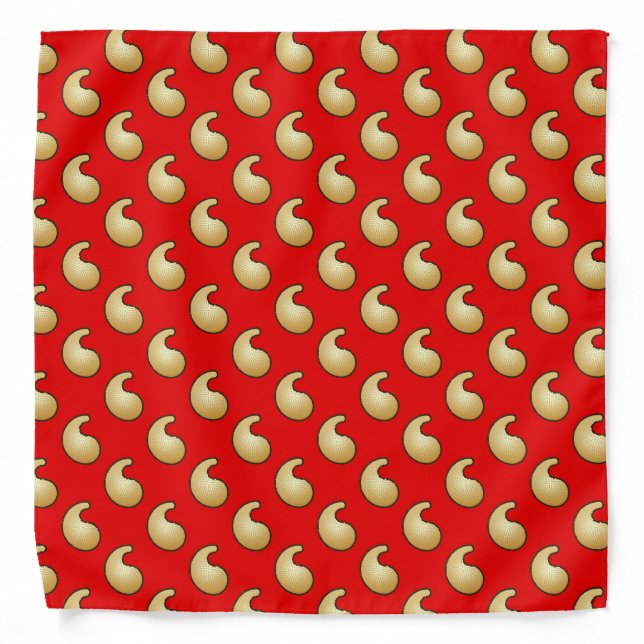 Gold and dark red paisley bandana (Front)