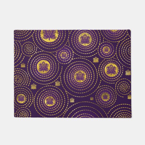 Gold and deep purple Lotus Flower Doormat