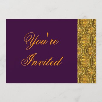 Gold And Deep Purple Party Invitation by sagart1952 at Zazzle
