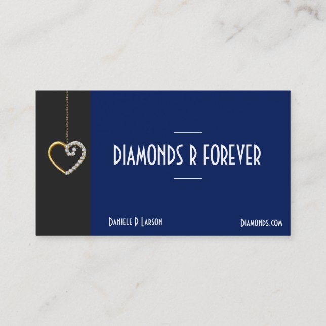 Gold and Diamond Heart Jewelry Business Card (Front)