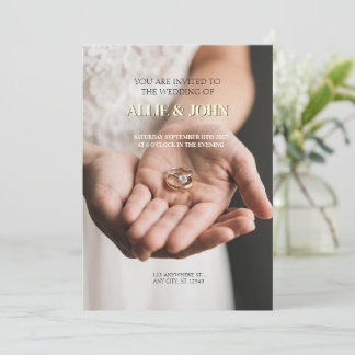 Gold and Diamond Stacked Ring Wedding Invitation