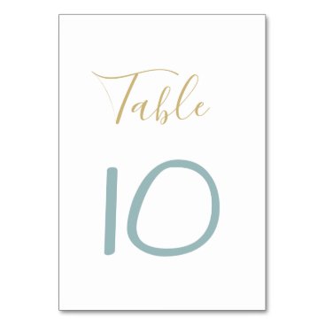 Gold and Dusty blue Wedding Table Number