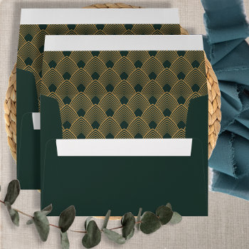 Gold And Emerald Green Art Deco Pattern    Envelope by KarinaandCleo at Zazzle