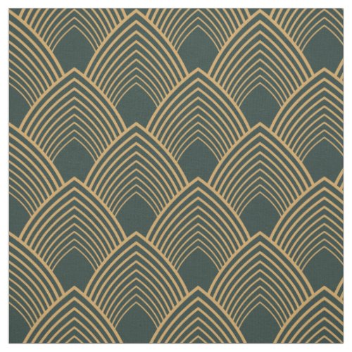 Gold and Emerald Green Art Deco Pattern    Fabric