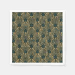 Gold and Emerald Green Art Deco Pattern Napkins