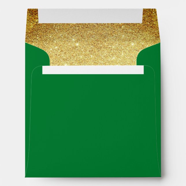 Gold and Emerald Green Glitter Look Envelope (Back (Bottom))