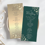Gold and Emerald Green Wedding Program<br><div class="desc">Step into a world of timeless charm and sophistication with our luxury elegant emerald green wedding ceremony program. Infused with bohemian chic and vintage allure,  delicate gilded gold flowers and graceful calligraphy script adorn each detail,  promising a day of enchantment and beauty.</div>