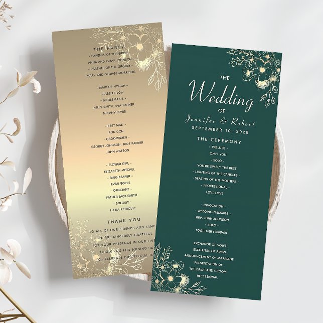 Gold and Emerald Green Wedding Program (Creator Uploaded)