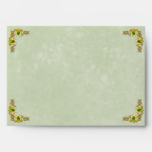 Gold and Emerald Jewel Wedding Envelope
