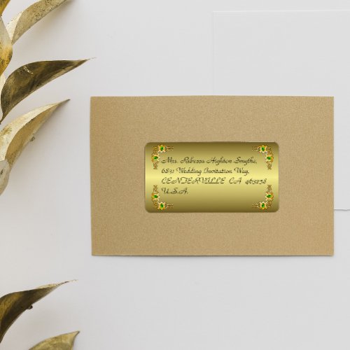 Gold and Emerald Jewel Wedding Label