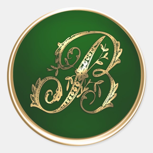 Gold and Emerald Monogram B Envelope Seal (Front)