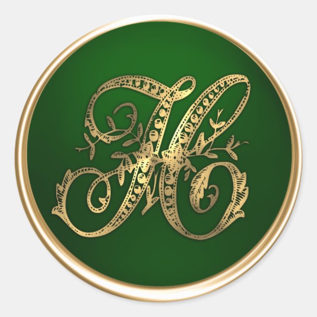 Gold and Emerald Monogram H Envelope Seal (Front)