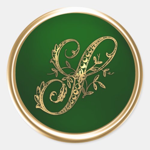 Gold and Emerald Monogram S Envelope Seal