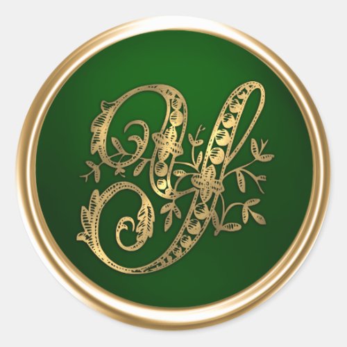 Gold and Emerald Monogram Y Envelope Seal