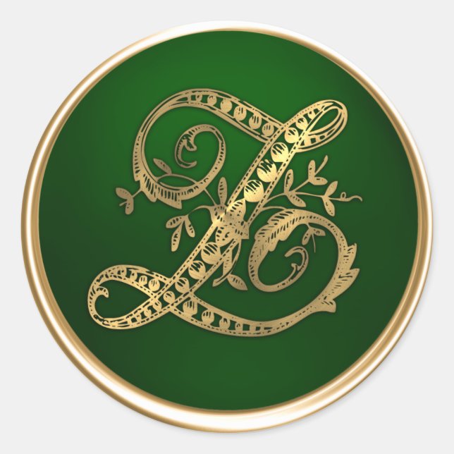 Gold and Emerald Monogram Z Envelope Seal (Front)