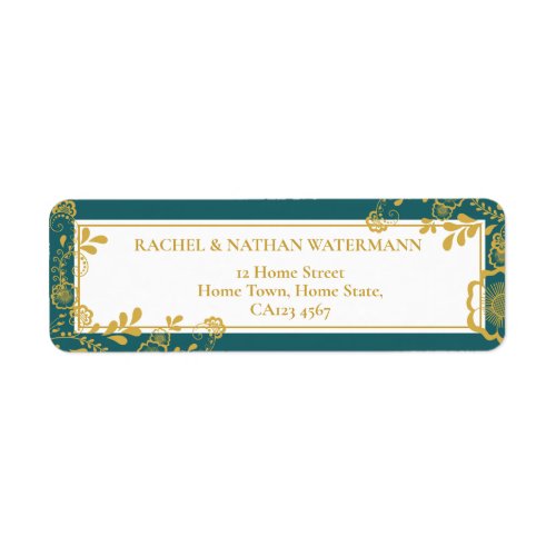 Gold and Emerald Victorian Floral Lace Address Label