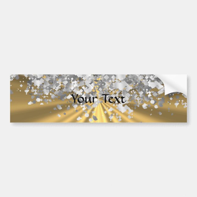 Gold and faux glitter personalized bumper sticker (Front)