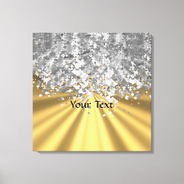 Gold and faux glitter personalized canvas print (Front)