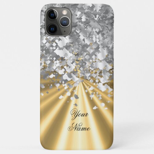 Gold and faux glitter personalized  iPhone 11 pro max case