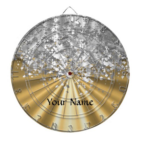 Gold and faux glitter personalized dartboard