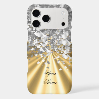Gold and faux glitter personalized  iPhone 17 pro max case