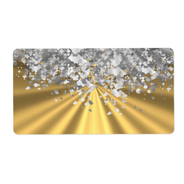 Gold and faux glitter personalized label (Front)