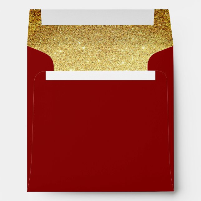 Gold and Garnet Maroon Glitter Look Envelope (Back (Bottom))