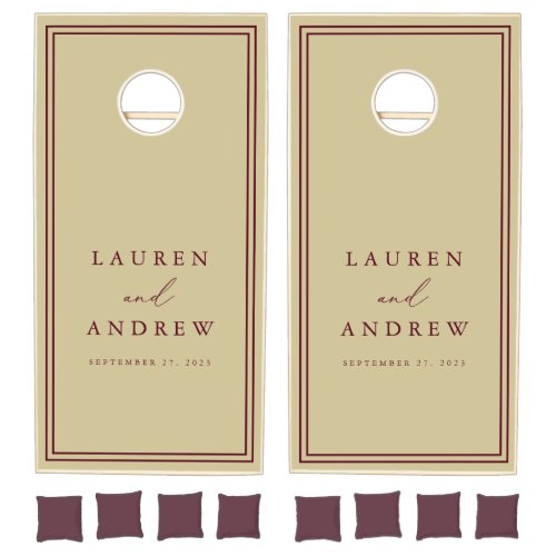 Gold and Garnet Minimalist Personalized Cornhole Set