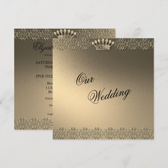 Gold and Glamorous Wedding Invitation (Front/Back)