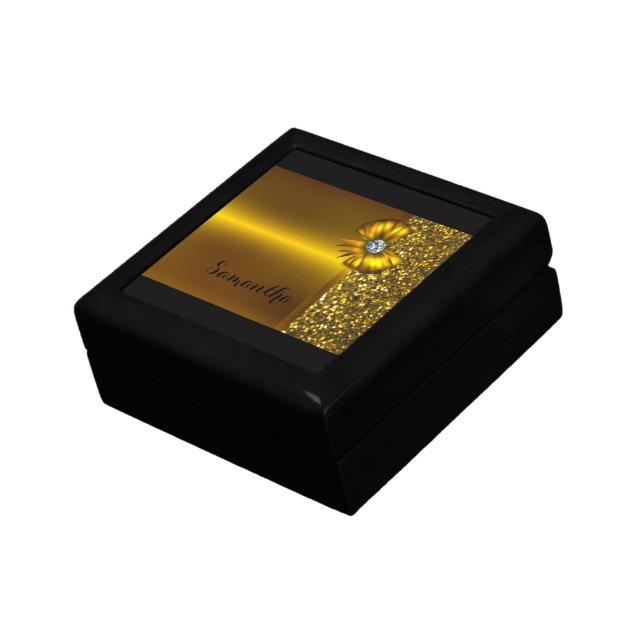 Gold and Glitter Bridesmaid Jewelry Gift Box (Side)