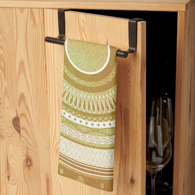 Gold and Glitter Mandala Kitchen Towel (Thirds Fold)