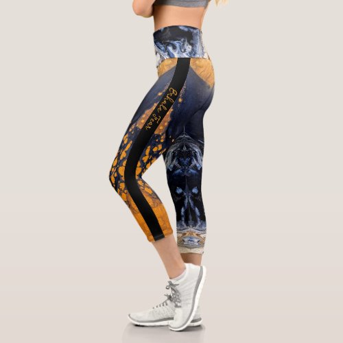 Gold and Glitter marble texture Sculpted Serenity Capri Leggings