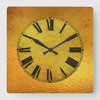 Gold and Gold Foil Effect Square Wall Clock