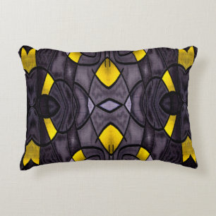 Gold and Gray Abstract Expressionism Accent Pillow