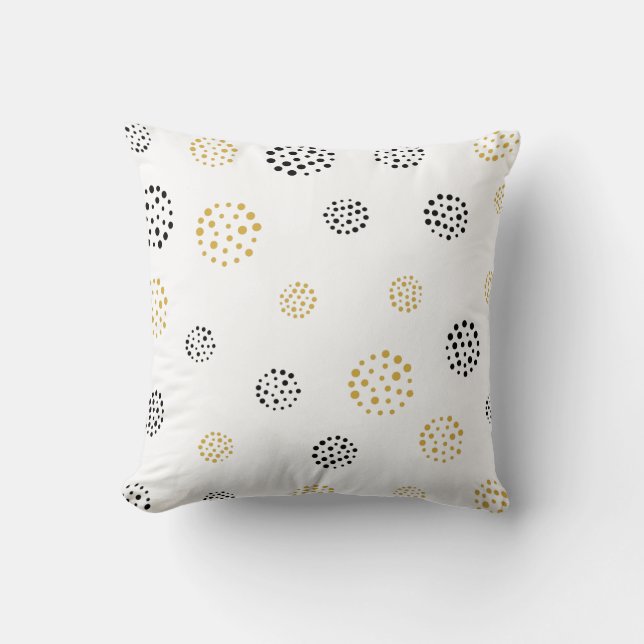 Gold and gray abstract starburst pattern throw pillow (Front)