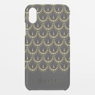 Gold and gray art-deco geometric design iPhone XR case