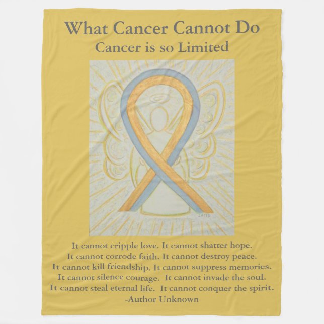 Gold and Gray Awareness Ribbon Angel Blanket (Front)