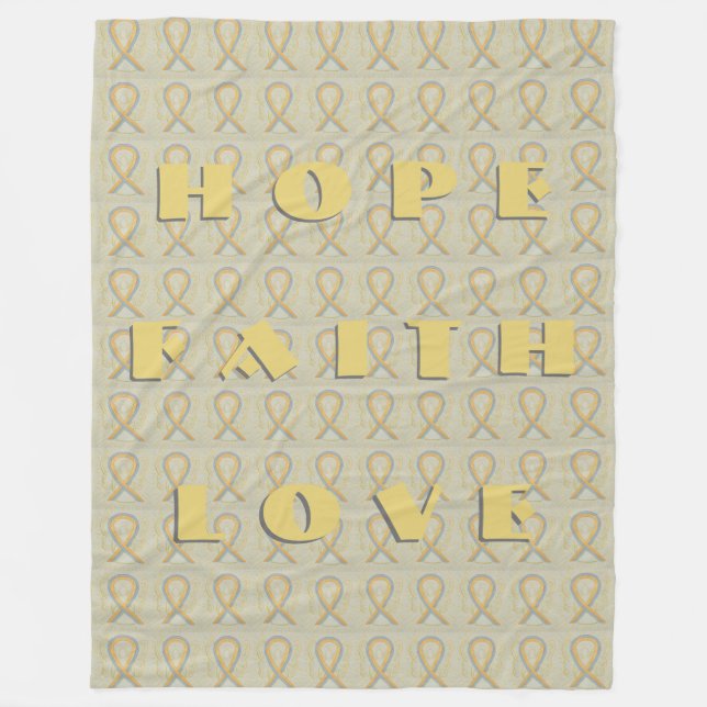 Gold and Gray Awareness Ribbon Angel Blankets (Front)